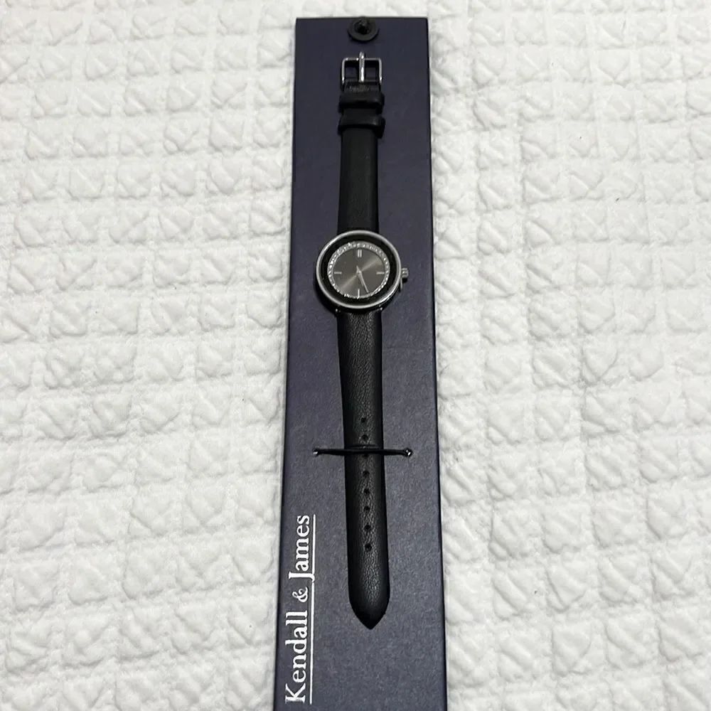 Kendall & James Ladies Watch in Black, Stainless Steel and Rhinestones